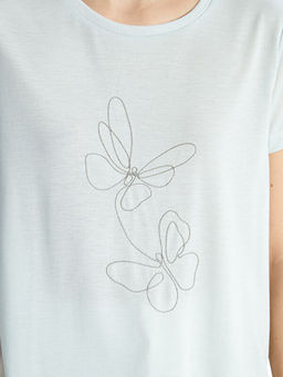 Bisiklet Yaka Nak??l? Kad?n Ti??rt