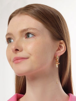 Серьги со съёмным элементом «Трансформер» птица, цвет белый в золоте