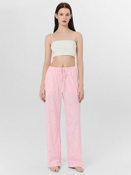 Брюки домашние женские розовые с узором