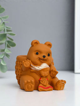 Подставка для мелочей Медведь с корзинкой, 9?10?8 см, гипс, коричневый