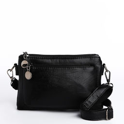 Сумка женская кросс-боди на молнии, 20.5×2×13 см, чёрная