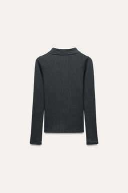 CABLE-KNIT POLO TOP - Zara фото 7