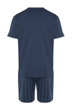 TRENDYOL MAN Lacivert Bask?l? Regular Fit Orme Sortlu Pijama Tak?m? TMNSS24PT00025 - Trendyolmilla фото 8