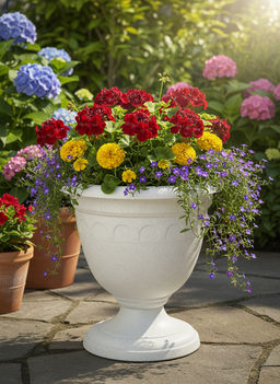 Вазон высокий Колывань 8.1л д30см мрамор С136М