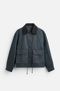 CONTRAST COLLAR CROPPED FIT JACKET - Zara фото 7