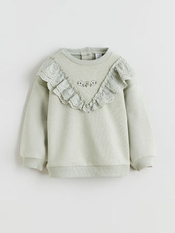 Bisiklet Yaka Uzun Kollu K?z ?ocuk Sweatshirt