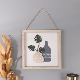 Настенные крючки декоративные Ветки монстеры и две вазы, дерево, 2.5?20?20 см