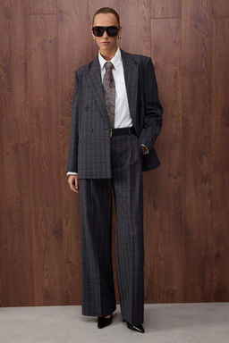 Ozel Koleksiyon Antrasit Ekoseli/Kareli Dokuma Blazer Ceket Blazer Ceket TWOAW26BC00022