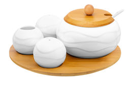 Набор 4 пр. 20,5*20,5*10 см Айсберг волны- Сахарница+Вазочка п/зубоч. и набор д/спец.2 пр.на бам.п - Elan gallery фото 21