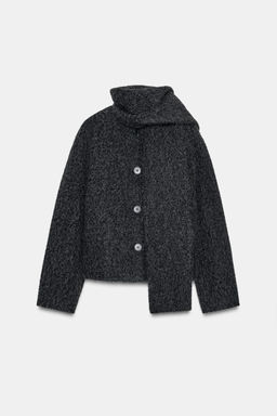 SHORT BOUCL_ COAT WITH SCARF - Zara фото 7