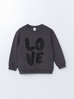 Bisiklet Yaka Leopar Desenli K?z ?ocuk Sweatshirt ve Tayt 2li