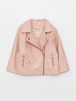 Uzun Kollu K?z Bebek Deri G?r?n?ml? Ceket