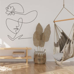 Наклейка интерьерная интерьерная чёрная Абстракция. Девушка в шляпке, пластик, 40?60 см