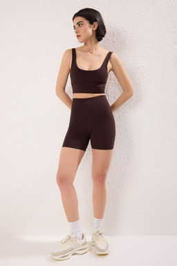 TRENDYOLMILLA K?rm?z? F?rcal? Soft Kumas Ic Bel Cep Detayl? Orme Spor Sort/K?sa Tayt THMSS24TY00020 фото 27