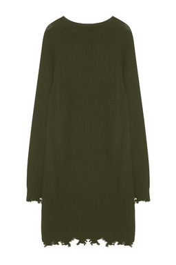 TRENDYOLMILLA Haki Mini Triko Genis Kal?p Ak?tma Detayl? Duz Elbise TWOAW24EL00113  фото 6