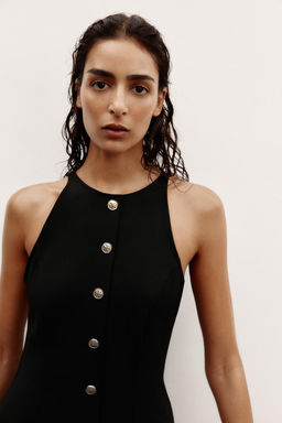 GOLD BUTTON CREPE MIDI DRESS - Zara фото 3