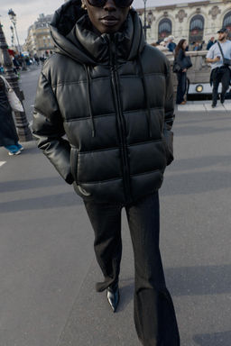 WATER-REPELLENT AND WINDPROOF QUILTED FAUX LEATHER ANORAK - Zara фото 13
