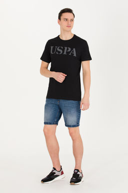 Мужская черная базовая футболка с круглым вырезом - U.s. polo assn фото 4