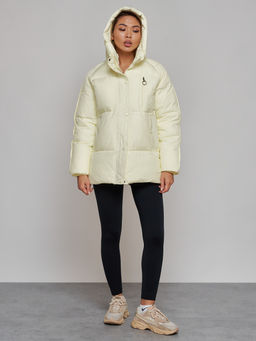 Зимняя женская куртка модная с капюшоном светло-желтого цвета 52308SJ - HULDLUCK фото 22