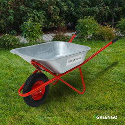 Тачка строительная, 1 пневмоколесо, груз/п 200 кг, объем 110 л, оцинкованный кузов 0,8 мм, Greengo  фото 8