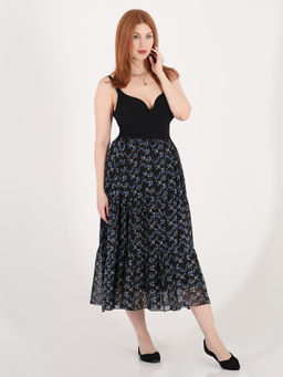 Многоярусная юбка больших размеров шифон - Almond фото 3