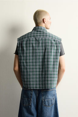 CAMISA TANK CROPPED FIT CUADROS / Verdes - Zara фото 3