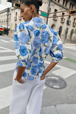 FLORAL PRINT POPLIN SHIRT - Zara фото 15
