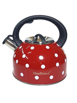 Чайник 2,5л нержавеющая сталь HR732-1 красный в белый горох OLS-001-5