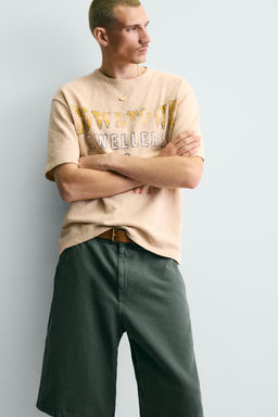 CAMISETA PUNTO ESTAMPADO LAVADO / Arena