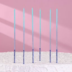 Набор свечей в торт, 6 штук Happy, 17 см, голубой с синим