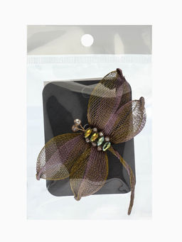 Брошь «Стрекоза» плетёная, цвет розово-золотой