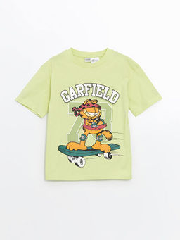 Bisiklet Yaka Garfield Bask?l? Erkek ?ocuk Ti??rt