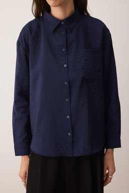 Lacivert Dokulu Nak?s Detayl? Gomlek TWOAW26GO00053 - Trendyolmilla фото 7