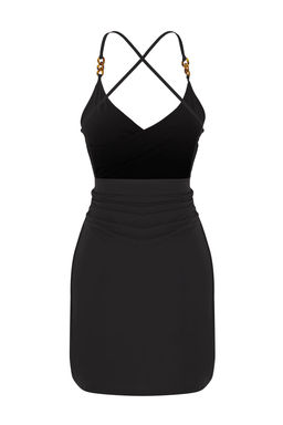 Trendyolmilla Siyah Midi Dokuma Plaj Elbise TBESS25EL00113  фото 6