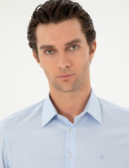 Голубая зауженная рубашка с длинным рукавом - Cacharel фото 2