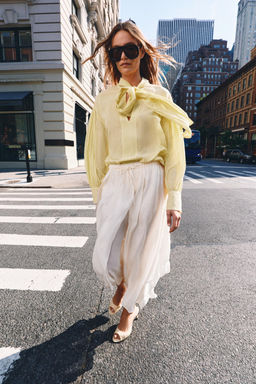 CAMISA LAZO RAYAS ZW COLLECTION / Amarillo - Zara фото 4