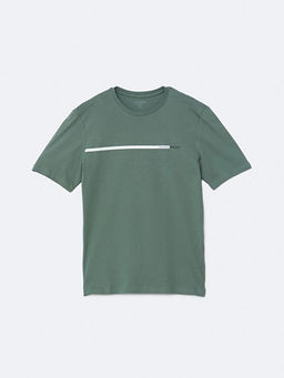 Bisiklet Yaka K?sa Kollu Bask?l? Penye Erkek Ti??rt