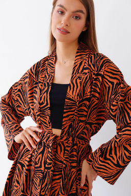 9338 Костюм из кимоно и брюк-палаццо терракотовый с принтом - Martichelli фото 15