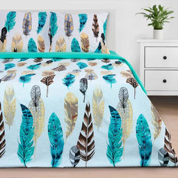 Постельное бельё Этель 2 сп Перья 175*215 см, 200*220 см, 70*70 см - 2 шт, поплин