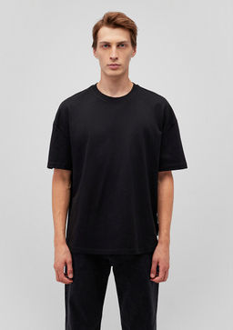 M S?rt Bask?l? Siyah Tisort - Mavi фото 4