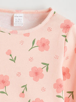 Bisiklet Yaka ?i?ekli K?z Bebek Ti??rt