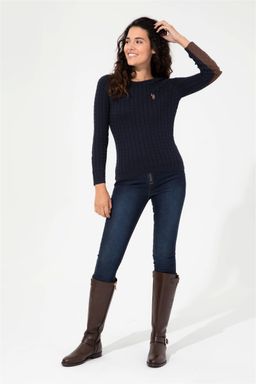Женский темно-синий трикотажный свитер Basic - U.s.polo assn фото 3