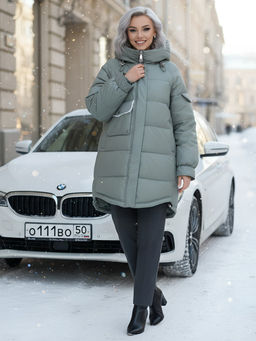 Куртка зимняя женская с капюшоном модная зеленого цвета 7341Z - Visdeer фото 23