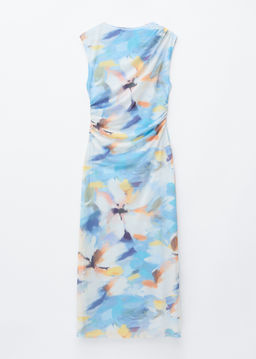 Vestido midi drapeado sin mangas