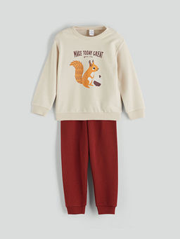 Bask?l? Erkek ?ocuk Sweatshirt ve E?ofman Alt?