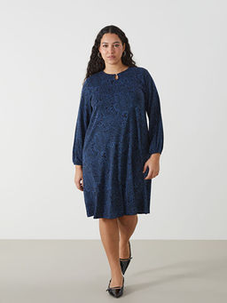 Bisiklet Yaka Desenli A Kesim Elbise