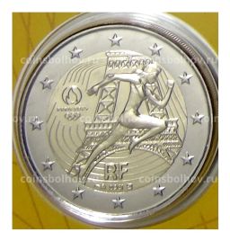 2 евро 2021 года Франция  XXXIII летние Олимпийские игры, Париж 2024 (в желтом блистере)
