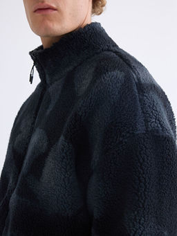 Dik Yaka Pel?? Erkek Fermuarl? Sweatshirt