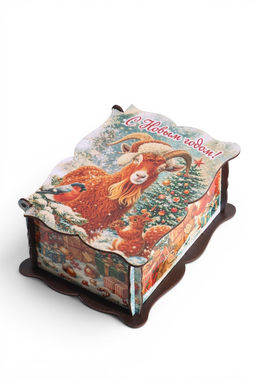 Шкатулка большая  "Козлик винтаж",  20х15х8,5 см