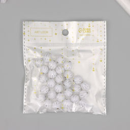 Цена за 2 шт. Бусины для творчества пластик «Шар вытянутый», бело-серебристые, набор 20 г, 1.2×1×1 см